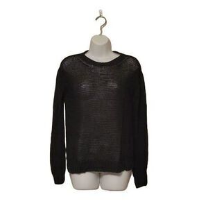 Polo by Ralph Lauren Womens Sweater M Open Knit Weave Long Sleeve Black